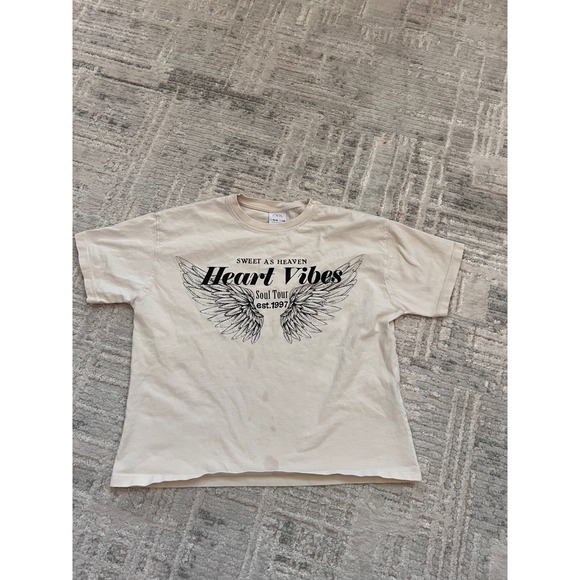 Zara Other - Zara Kids Graphic Tee Sweet As Heaven Heart Vibes Beige Top Size 9-10